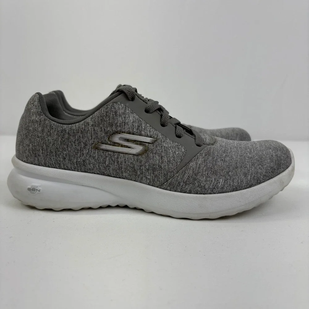Skechers On-The-Go City 3 Womens Gray Metallic Goga Max Walking Shoes Size 7